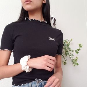 Black short sleeved top